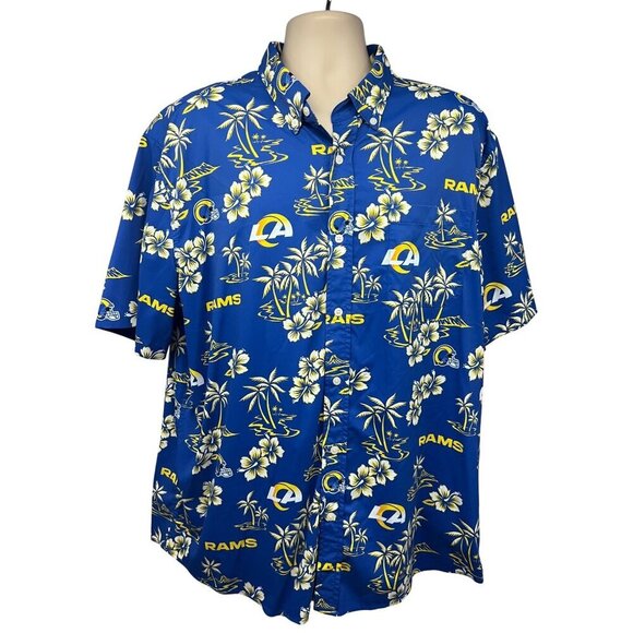 Reyn Spooner NFL Los Angeles Rams Football Vintage Hawaiian Button Up Shirt 2XL - Picture 1 of 8